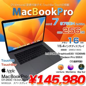 Apple MacBook Pro 15.4inch MV902J/A A1990 2019 選べるOS TouchBar TouchID [core i7 6コア16G 256GB 無線 BT カメラ 15.4インチ 純箱 Space Gray] :良品
