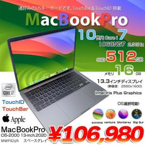 Apple MacBook Pro 13.3inch MWP42J/A A2251 2020 USキー 選べるOS TouchBar TouchID [core i7 1068NG7 16GB 512GB カメラ 13.3 Space Gray ] :良品