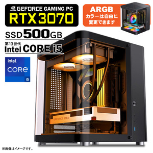 ゲーミングPC デスクトップパソコン ミニ黒海景房 GeForce RTX3070 第13世代 Intel Corei5 13400F Win10 SSD500GB メモリ16GB eスポーツ PASOUL 極 1年保証 