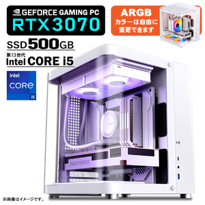 ゲーミングPC デスクトップパソコン ミニ白色海景房 GeForce RTX3070 第13世代 Corei5 13400F Win10 SSD500GB メモリ16GB eスポーツ PASOUL 極 1年保証 
