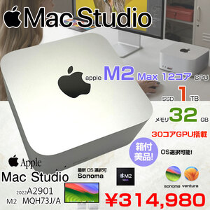 Apple Mac Studio MQH73J/A A2901 M2 Max 2023 小型デスク 選べるOS [Apple M2 Max 12コア 30コアGPU メモリ32GB